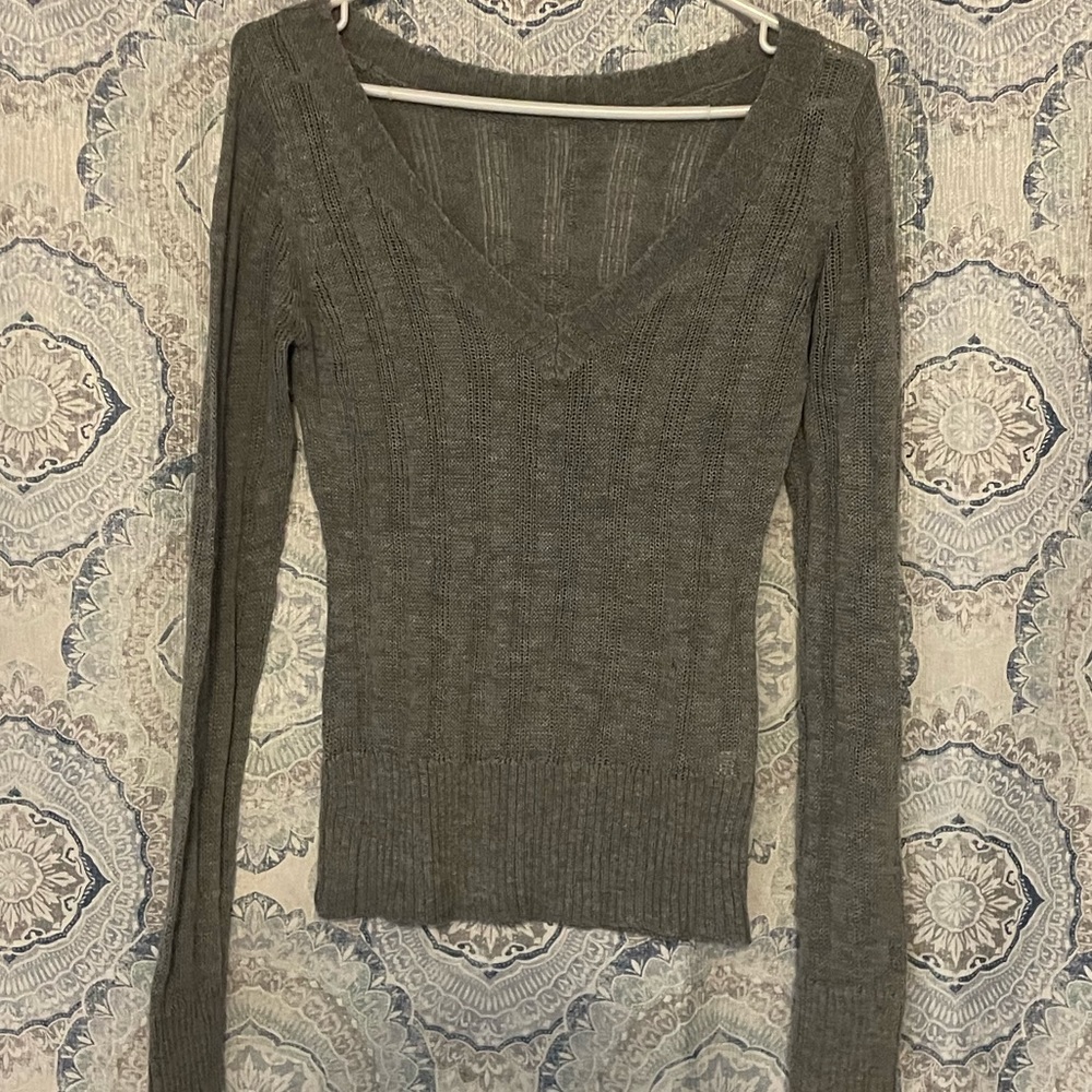 Grey light weight v-neck sweater
